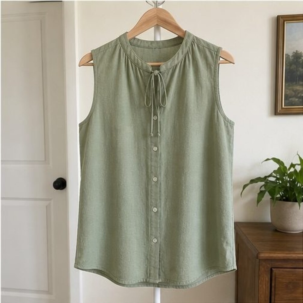Sage Smocked Top